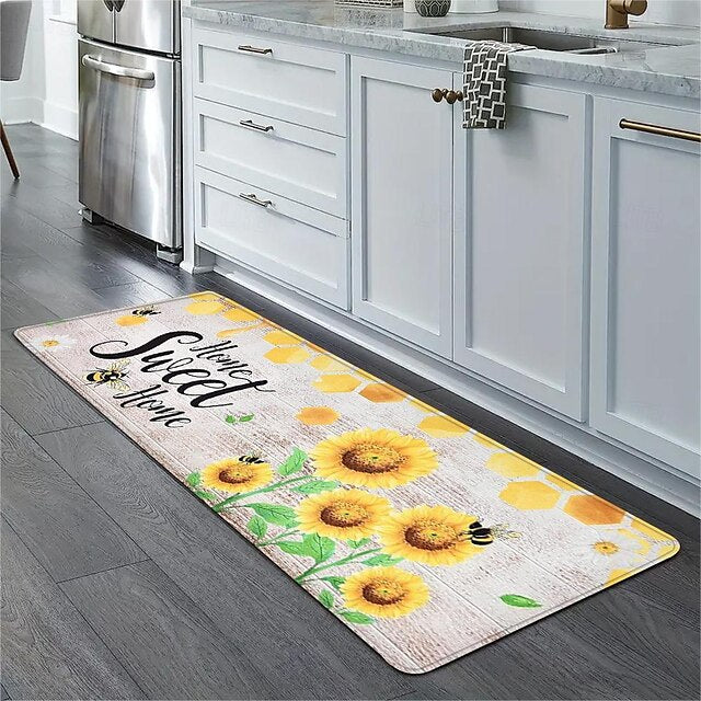 Sunflowers Area Rug Kitchen Mat Non-Slip Oil Proof Floor Mat Livingroom Rug Indoor Outdoor Mat Bedroom Decor Bathroom Mat Entrance Rug Door Mat Black