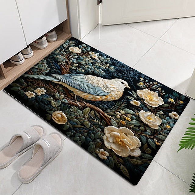 Animal Bird Floral Doormat Floor Mats Washable Rugs Kitchen Mat Non-Slip Oil Proof Rug Indoor Outdoor Mat Bedroom Decor Bathroom Mat Entrance Rug