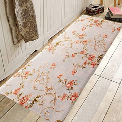 Floral Plant Area Rug Kitchen Mat Non-Slip Oil Proof Floor Mat Rug Indoor Outdoor Mat Bedroom Decor Bathroom Mat Entrance Rug Door Mat