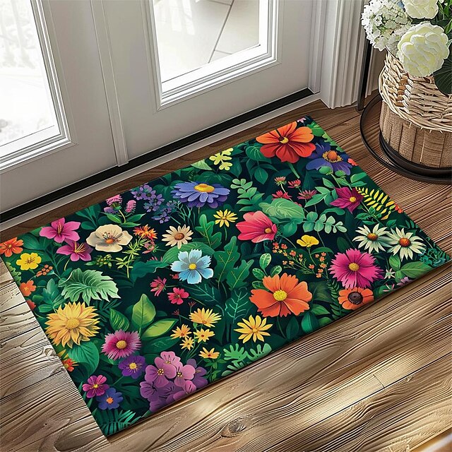 Flowers Doormat Floor Mats Washable Rugs Kitchen Mat Non-Slip Oil Proof Rug Indoor Outdoor Mat Bedroom Decor Bathroom Mat Entrance Rug