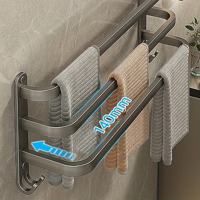 1pc Space-Saving Wall Mounted Towel Rack - Aluminum Shower Room Holder for Bathroom Towels and Washroom Storage