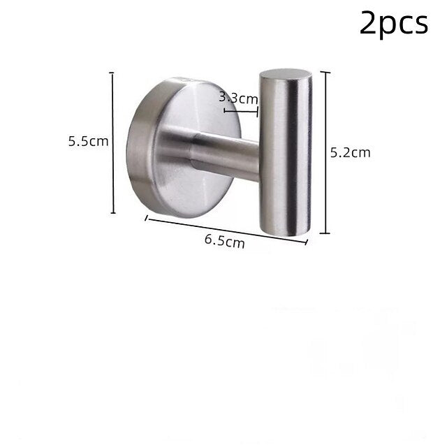 Stainless Steel Clothes And Hats Hook Bathroom Creative Roll Paper Towel Rack Single Pole Towel Rack Set Hook Five Piece Set