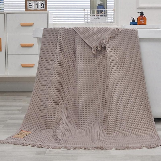 waffle Large-size  Bath Towel 180x90cm Hotel 100% Cotton Bath Towels Quick Dry, Super Absorbent Light Weight Soft Multi Colors