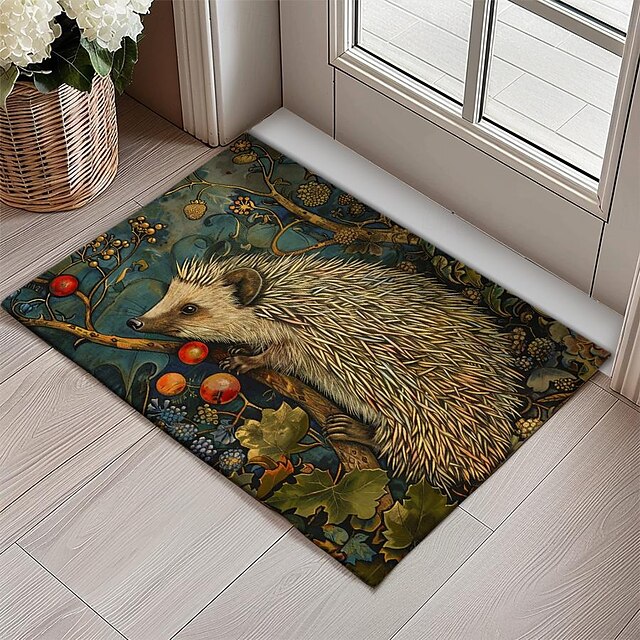 Hedgehog Fruits Doormat Kitchen Mat Floor Mat Non-Slip Area Rug Oil Proof Rug Indoor Outdoor Mat Bedroom Decor Bathroom Mat Entrance Rug