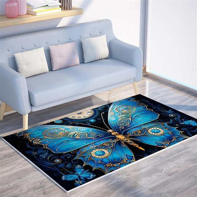 Art Butterfly Area Rug Kitchen Mat Non-Slip Oil Proof Floor Mat Livingroom Rug Indoor Outdoor Mat Bedroom Decor Bathroom Mat Entrance Rug Door Mat