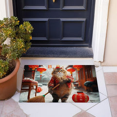 Red Cloth Cat Doormat Floor Mats Washable Rugs Kitchen Mat Non-Slip Oil Proof Rug Indoor Outdoor Mat Bedroom Decor Bathroom Mat Entrance Rug