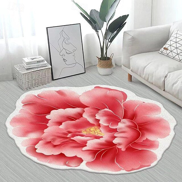 Area Rugs Flower Shaped Rugs Simple 3D Big Flower Carpet Washable Floor Mats