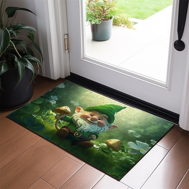 Saint Patrick's Day Doormat Floor Mats Washable Rugs Kitchen Mat Non-Slip Oil Proof Rug Gnome Indoor Outdoor Mat Bedroom Decor Bathroom Mat Entrance Rug