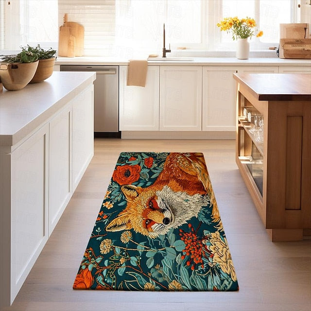 Inspired William Morris Fox Area Rug Kitchen Mat Non-Slip Oil Proof Floor Mat Livingroom Rug Indoor Outdoor Mat Bedroom Decor Bathroom Mat Entrance Rug Door Mat