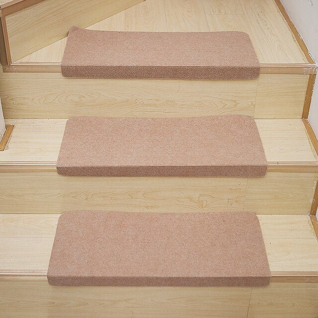 Step Carpet Solid Color Non-Slip Carpet Stair Treads for Kids Elders and Pets Stair Tread Mats