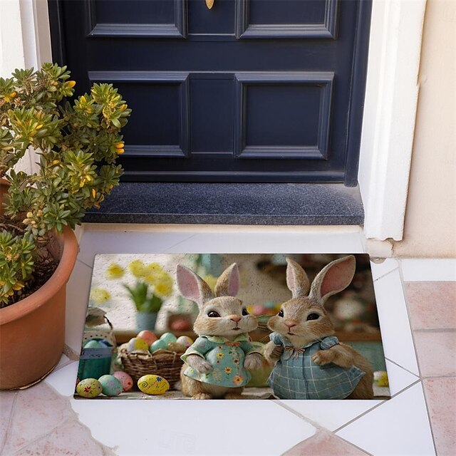 Easter Bunny Doormat Floor Mats Washable Rugs Kitchen Mat Non-Slip Oil Proof Rug Indoor Outdoor Mat Bedroom Decor Bathroom Mat Entrance Rug