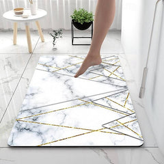 Marble Pattern Bathroom Bath Mats Creative Absorbent Bathroom Rug Diatomaceous Earth Non Slip