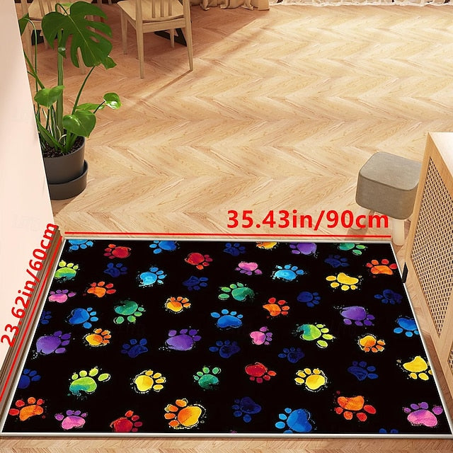 Cat Footprint Rainbow Doormat Kitchen Mat Floor Mat Non-Slip Area Rug Oil Proof Rug Indoor Outdoor Mat Bedroom Decor Bathroom Mat Entrance Rug