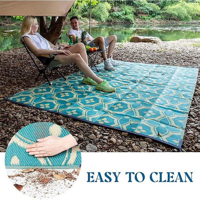 Outdoor Rug Plastic Straw Outside Area Rug Carpet 4x6ft Waterproof Reversible Portable Patio Decor Rug RV Camping Balcony Picnic Mat