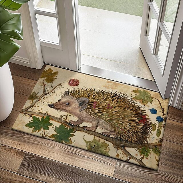 Hedgehog Fruits Doormat Kitchen Mat Floor Mat Non-Slip Area Rug Oil Proof Rug Indoor Outdoor Mat Bedroom Decor Bathroom Mat Entrance Rug