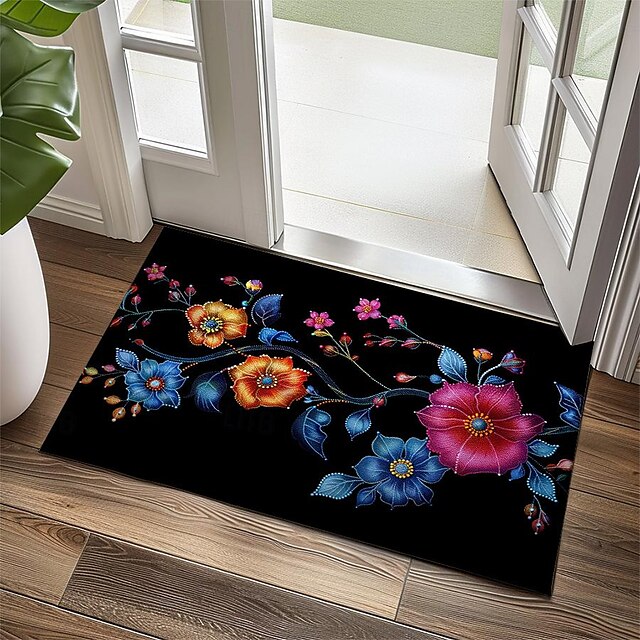 Oil Painting Flowers Doormat Floor Mats Washable Rugs Kitchen Mat Non-Slip Oil Proof Rug Indoor Outdoor Mat Bedroom Decor Bathroom Mat Entrance Rug