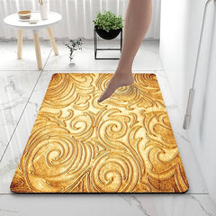 Golden Bath Mat Non-slip Diatomaceous Earth Bath Rug Soft Mat Rubber Anti-Slip Fast Dry Super Absorbent Thin Bathroom Mat for Under Door - Bathroom Floor Mat Rug Bathtub Front Shower Mat Sink