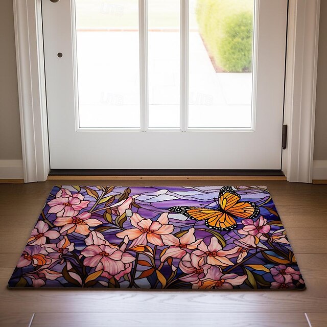 Folk Art Butterflies Doormat Floor Mats Washable Rugs Kitchen Mat Non-Slip Oil Proof Rug Indoor Outdoor Mat Bedroom Decor Bathroom Mat Entrance Rug