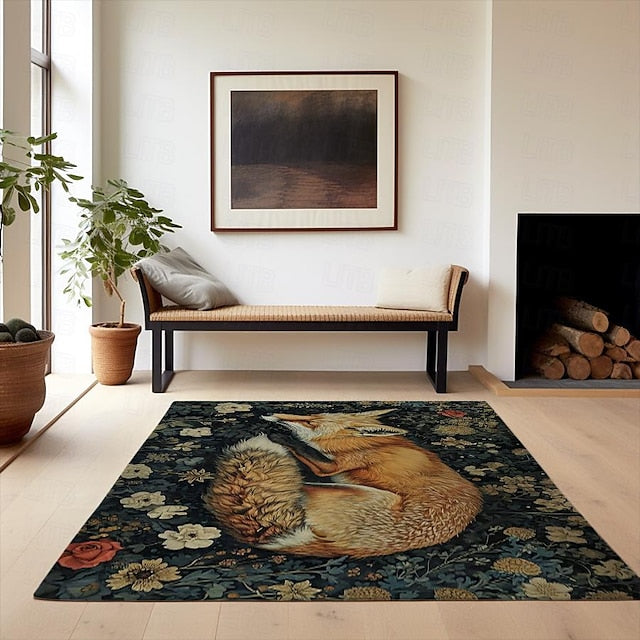 Inspired William Morris Fox Area Rug Kitchen Mat Non-Slip Oil Proof Floor Mat Livingroom Rug Indoor Outdoor Mat Bedroom Decor Bathroom Mat Entrance Rug Door Mat