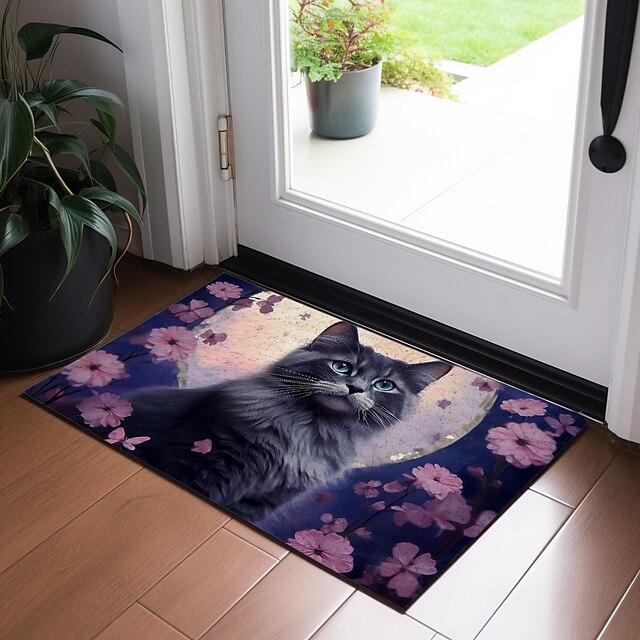 Painting Cat Doormat Floor Mats Washable Rugs Kitchen Mat Non-Slip Oil Proof Rug Indoor Outdoor Mat Bedroom Decor Bathroom Mat Entrance Rug