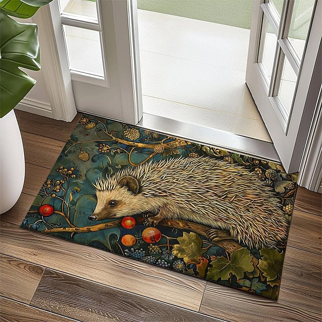 Hedgehog Fruits Doormat Kitchen Mat Floor Mat Non-Slip Area Rug Oil Proof Rug Indoor Outdoor Mat Bedroom Decor Bathroom Mat Entrance Rug