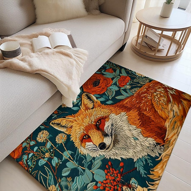 Inspired William Morris Fox Area Rug Kitchen Mat Non-Slip Oil Proof Floor Mat Livingroom Rug Indoor Outdoor Mat Bedroom Decor Bathroom Mat Entrance Rug Door Mat