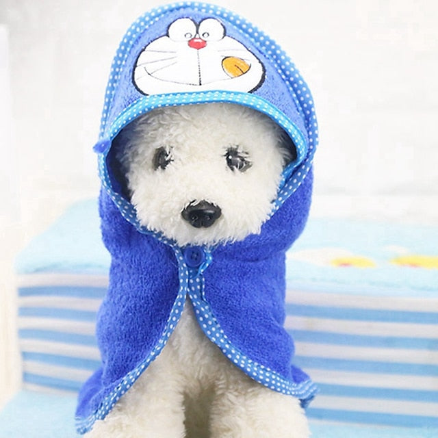 Dog Cat Bath Towel Dog Dry Robe Cute Leisure Winter Breathable Soft Washable Comfortable Outdoor Casual Daily Dog Clothing for Bichon Frise Pomeranian Baby Pet Papillon Small