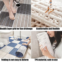 Shower Bath Mat Non-slip Carpet Tasteless Tpe Toilet Household Bathtub Bathroom Hollow Hydrophobic Anti Slip Pad Portable Skidproof Mat