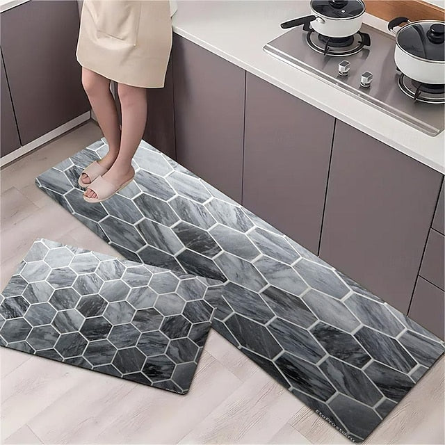 Geometric Grey Area Rug Kitchen Mat Non-Slip Oil Proof Floor Mat Livingroom Rug Indoor Outdoor Mat Bedroom Decor Bathroom Mat Entrance Rug Door Mat