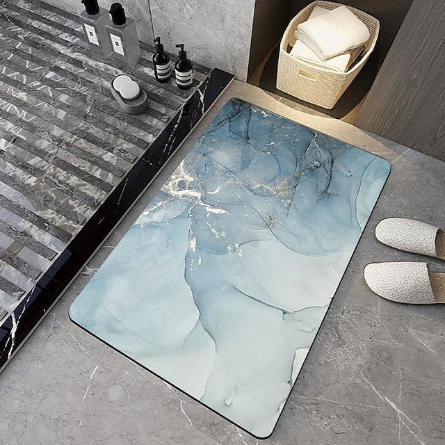 Diatomaceous Earth Bath Mat Non-slip Marble Pattern Super Absorbent Toilet Door Quick-Drying Foot Mat Entry Door Mat Non-Slip Mat