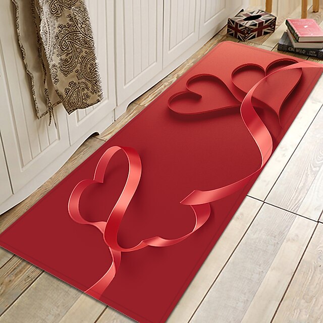 Valentine's Day Heart Area Rug Kitchen Mat Non-Slip Oil Proof Floor Mat Rug Indoor Outdoor Mat Bedroom Decor Bathroom Mat Entrance Rug Door Mat