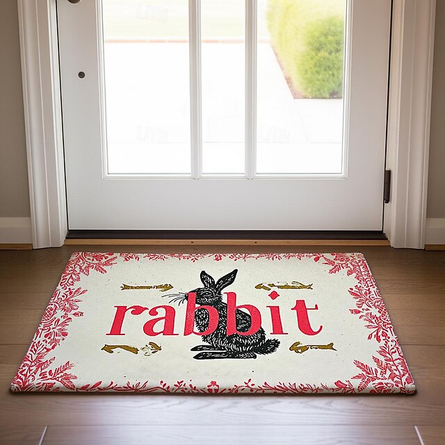 Welcome Rabbits Doormat Floor Mats Washable Rugs Kitchen Mat Non-Slip Oil Proof Rug Indoor Outdoor Mat Bedroom Decor Bathroom Mat Entrance Rug