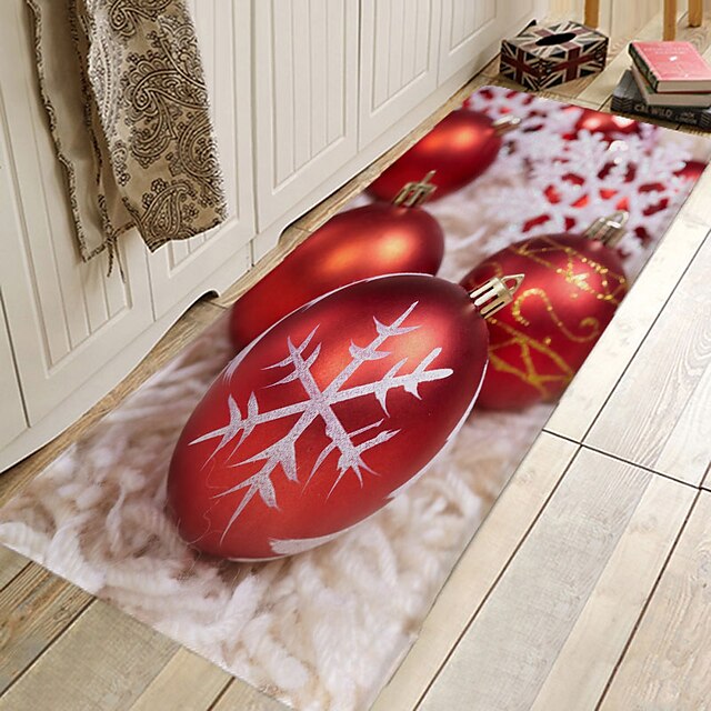 Christmas Decorations Party Flannel Floor Mat Area Rug Door Mat Hallway Carpets Area Rugs for Bedroom Living Room Carpet Kitchen Bathroom Anti-Slip Xmas Floor Mats