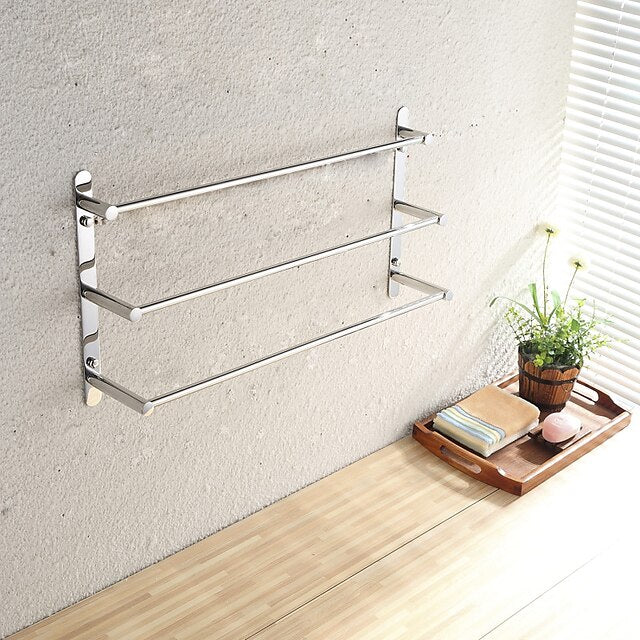 3-Tiers Towel Rack Stainless Steel Bath Towel Bar  Towel Rail Wall Mount Mirror Polished Silvery 60/70cm