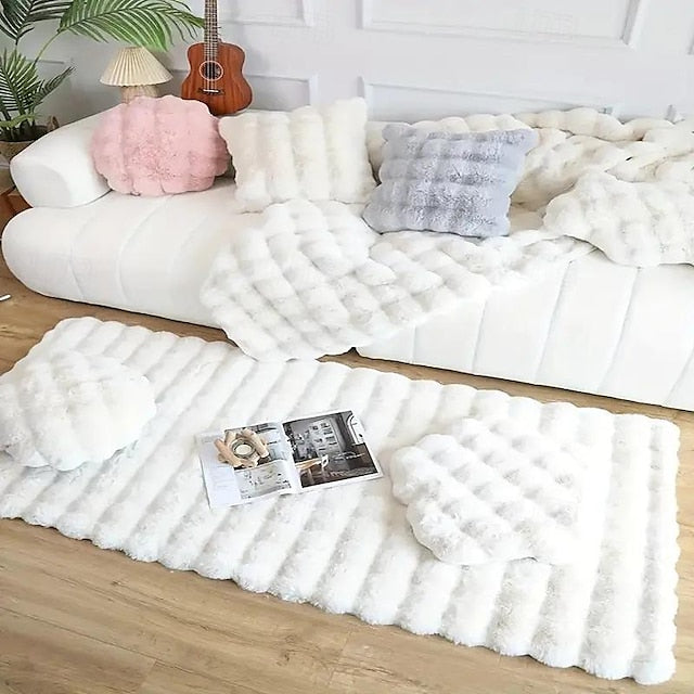 Plush Carpet, Bedroom, Bedside Blanket, Cream Air Bubble Plush, Living Room, Imitation Rabbit Blanket, Floor Mat