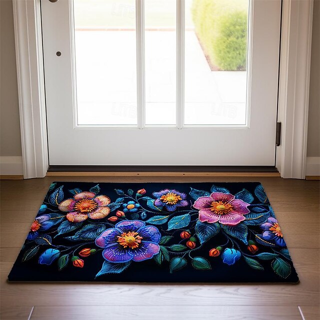 Oil Painting Flowers Doormat Floor Mats Washable Rugs Kitchen Mat Non-Slip Oil Proof Rug Indoor Outdoor Mat Bedroom Decor Bathroom Mat Entrance Rug