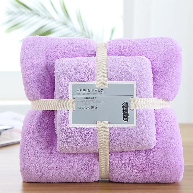 Thick, Soft & Absorbent Bath Towels Set for Bathroom, Plush Microfiber Quick Dry Bath Towel, 1PC Bath Towel& 1PC Hand Towel, Multipurpose Towels for Bath, Gym and Spafor wedding