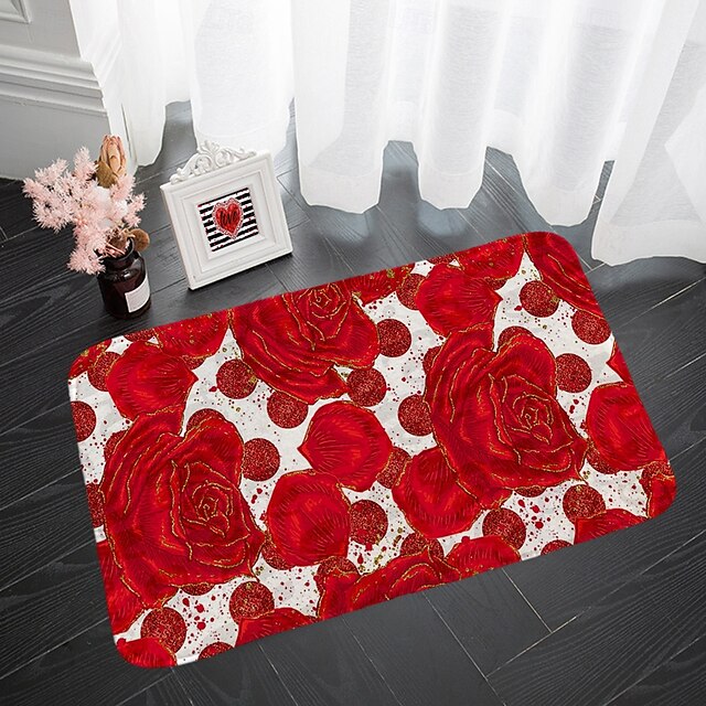 Valentine's Day Love non-slip doormat Polyester machine washable soft absorbent doormat suitable for entrance kitchen living room bedroom bathroom home decor - holiday themed  Absorbent Bathroom Rug