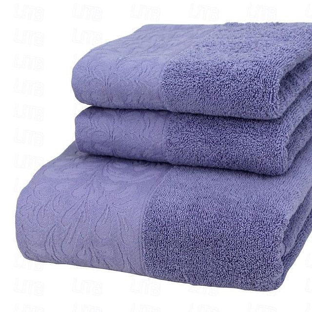 100% Cotton 3 PCS Towels Set Quick Dry, Extra Aborbent, Super Soft Towels Set 1 Handkerchief, 1 Sport Towel, 1 Bath Towel