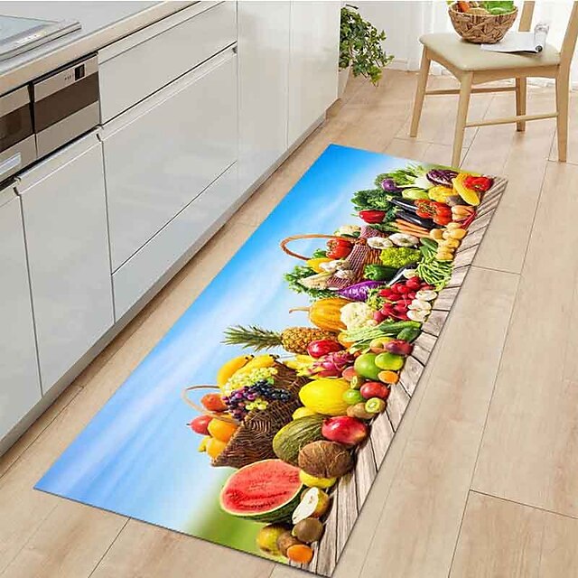 Fruits Kitchen Mat Non-Slip Oil Proof Floor Mat Rug Indoor Outdoor Mat Bedroom Decor Bathroom Mat Entrance Rug Door Mat