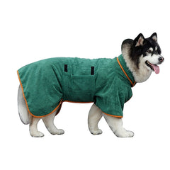 Pet Towel Absorbent Quick-drying Large Dog Bathrobe Green Pet It Wrap Waist Bathrobe