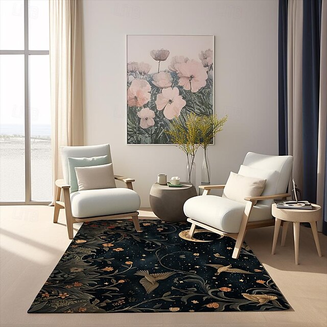 Botanical Night Area Rug Kitchen Mat Non-Slip Oil Proof Floor Mat Livingroom Rug Indoor Outdoor Mat Bedroom Decor Bathroom Mat Entrance Rug Door Mat Bird Tree of Life