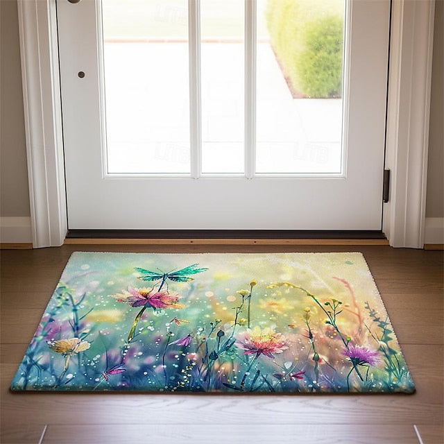 Butterfly Flowers Doormat Non-Slip Oil Proof Rug Indoor Outdoor Mat Bedroom Decor Bathroom Mat Entrance Rug Door Mat