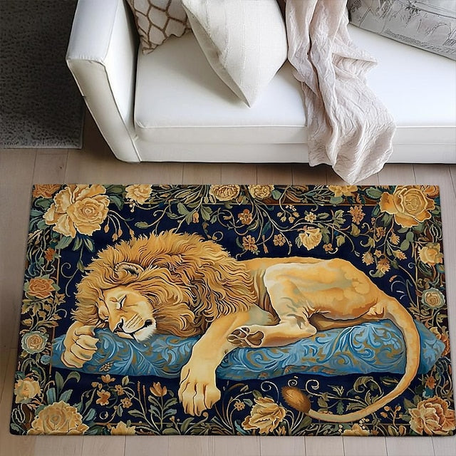 Sleeping Lion Area Rug Kitchen Mat Non-Slip Oil Proof Floor Mat Livingroom Rug Indoor Outdoor Mat Bedroom Decor Bathroom Mat Entrance Rug Door Mat