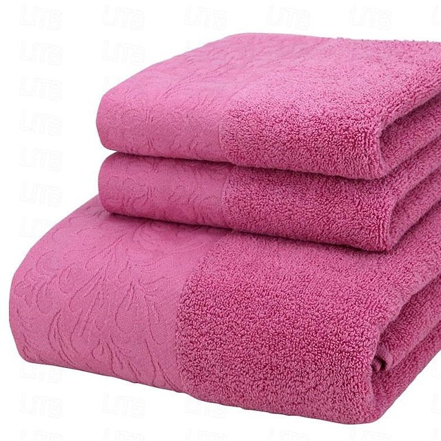 100% Cotton 3 PCS Towels Set Quick Dry, Extra Aborbent, Super Soft Towels Set 1 Handkerchief, 1 Sport Towel, 1 Bath Towel