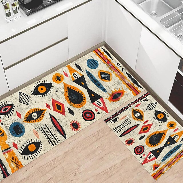 Tribal Pattern Area Rug Kitchen Mat Non-Slip Oil Proof Floor Mat Livingroom Rug Indoor Outdoor Mat Bedroom Decor Bathroom Mat Entrance Rug Door Mat