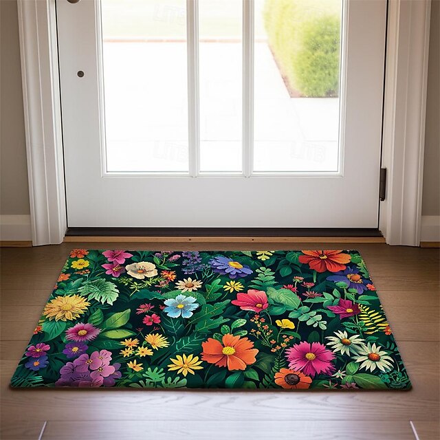 Flowers Doormat Floor Mats Washable Rugs Kitchen Mat Non-Slip Oil Proof Rug Indoor Outdoor Mat Bedroom Decor Bathroom Mat Entrance Rug