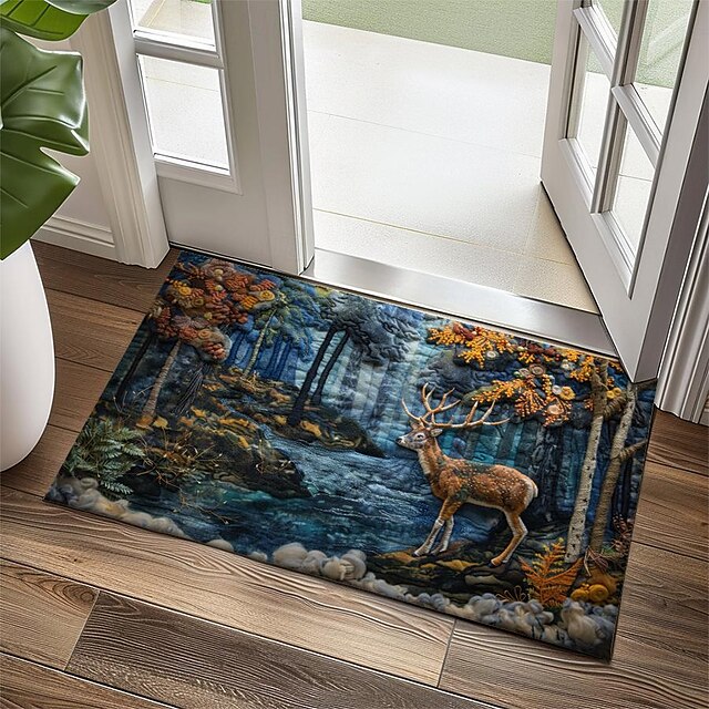 Autumn Quilt Forest Deer Doormat Kitchen Mat Floor Mat Non-Slip Area Rug Oil Proof Rug Indoor Outdoor Mat Bedroom Decor Bathroom Mat Entrance Rug