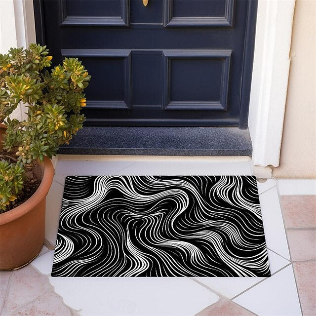 Abstract Line Doormat Floor Mats Washable Rugs Kitchen Mat Non-Slip Oil Proof Rug Indoor Outdoor Mat Bedroom Decor Bathroom Mat Entrance Rug