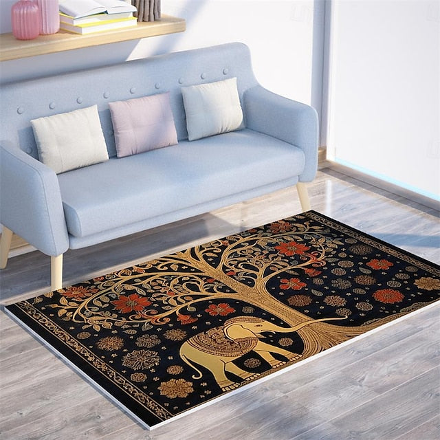 Boho Elephants Area Rug Kitchen Mat Non-Slip Oil Proof Floor Mat Livingroom Rug Indoor Outdoor Mat Bedroom Decor Bathroom Mat Entrance Rug Door Mat